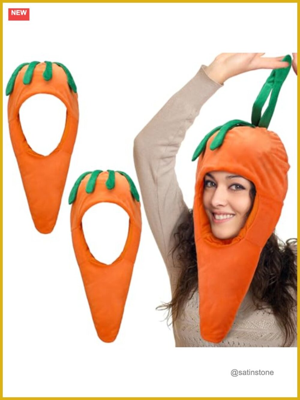 2Pc Carrot Vegetable Costume Hat Set Funny Adult Party One Size